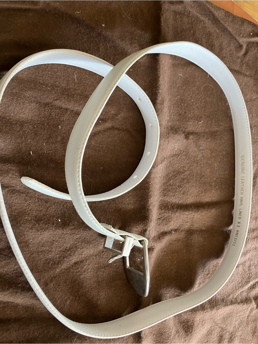 White Genuine Leather Women's Belt